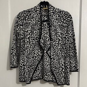 Dana Buchman Monochrome Leopard Print Cardigan